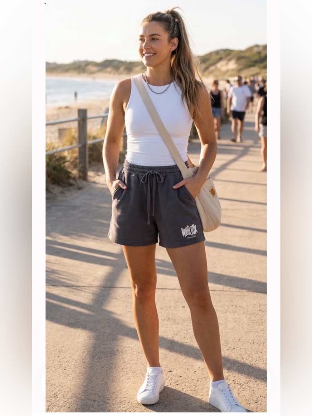 White Fox Boutique Charcoal Drawstring Athletic Shorts